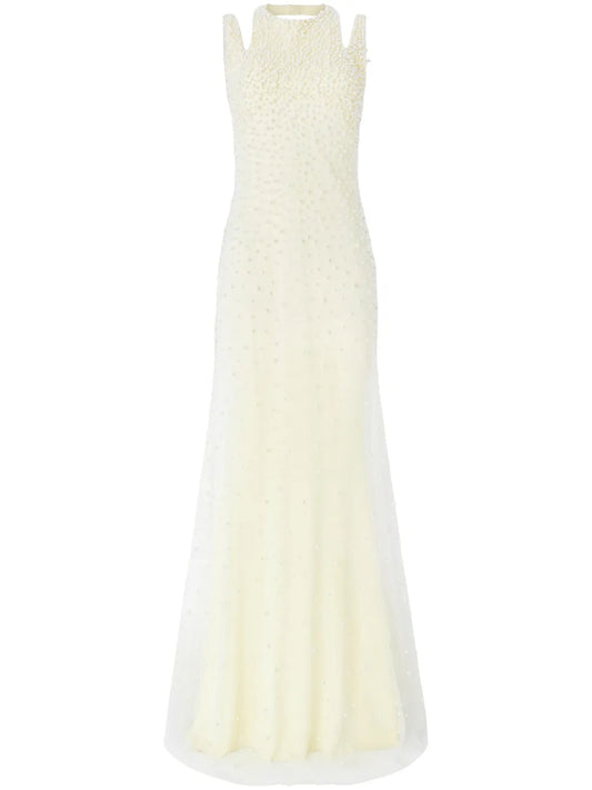 Pearl-Embellished Maxi Dress