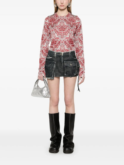 Paisley-Jacquard Top