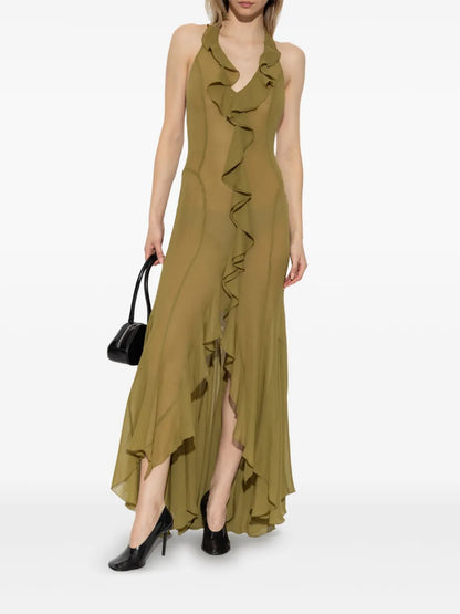 Ruffle-Detailing Midi Dress