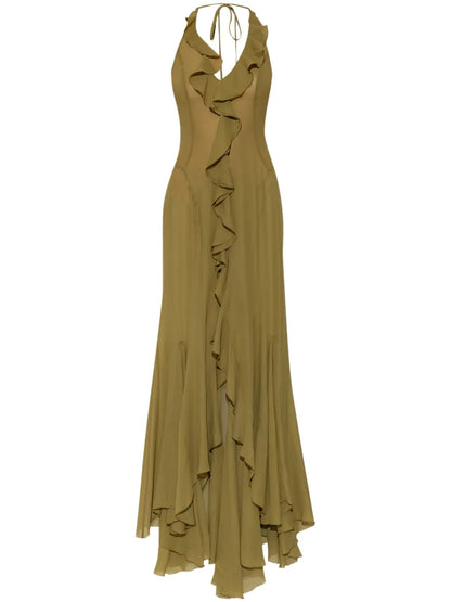Ruffle-Detailing Midi Dress
