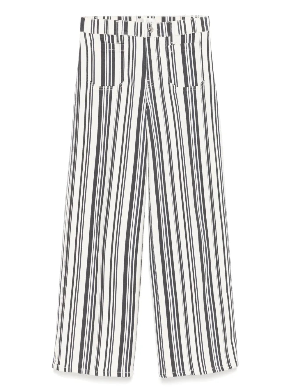 Striped High-Rise Wide-Leg Jeans