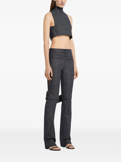 Mock-Neck Denim Top