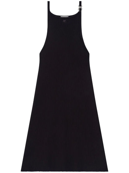 Buckle-Detail Ribbed Dress
