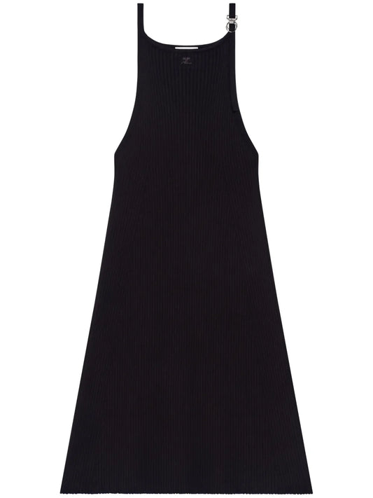 Buckle-Detail Ribbed Dress
