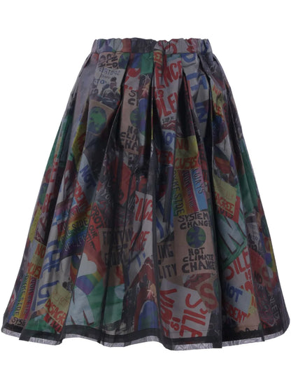 Printed Pleated Skirt