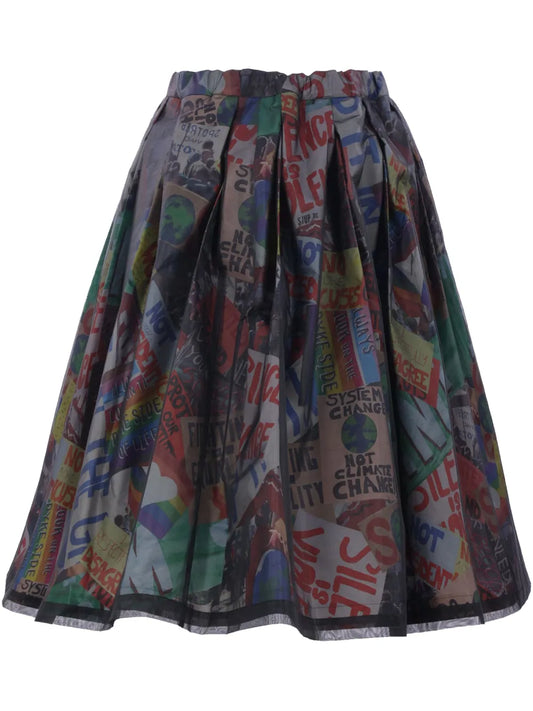 Printed Pleated Skirt