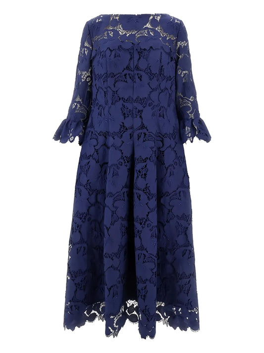 Lace-Detail Midi Dress