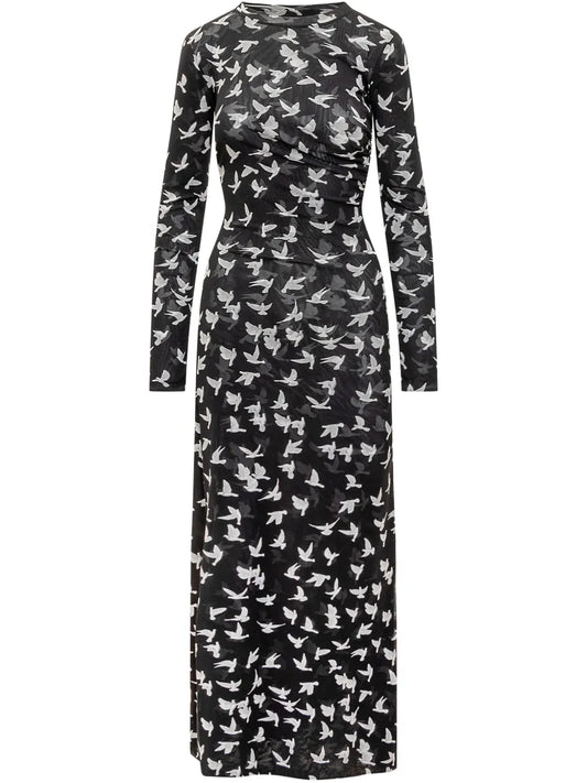Graphic-Print Midi Dress