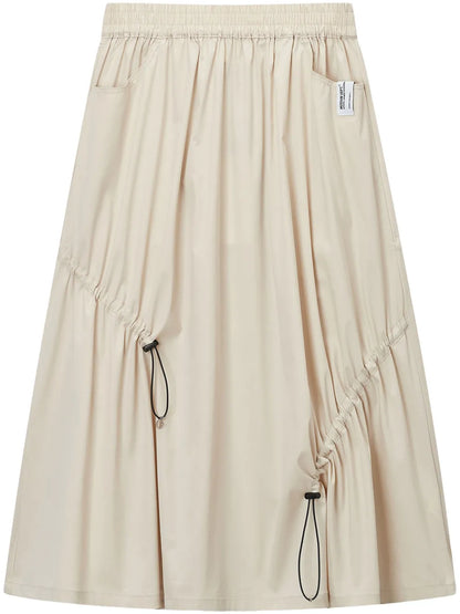 Gathered-Detail Midi Skirt