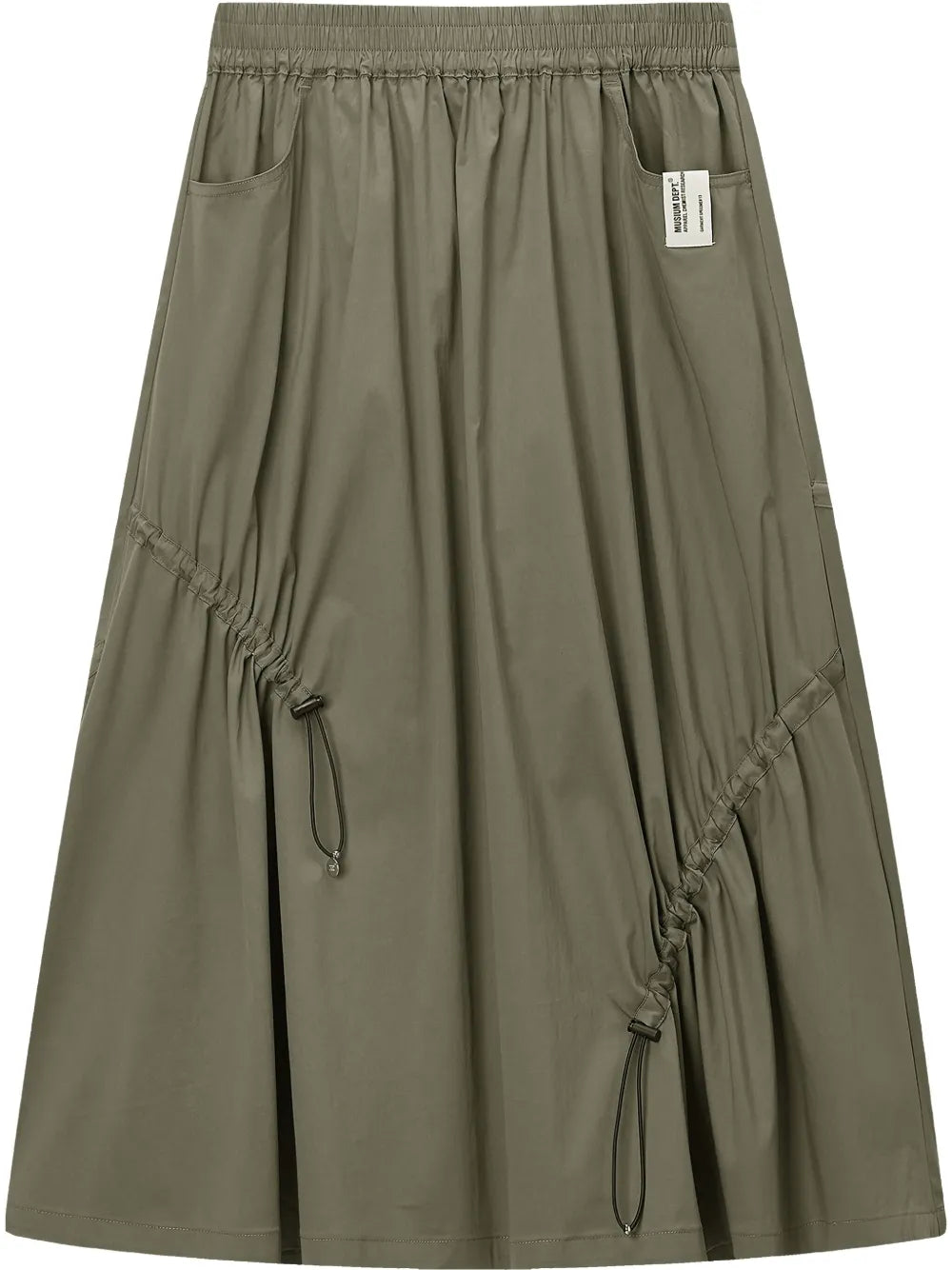 Gathered-Detail Midi Skirt