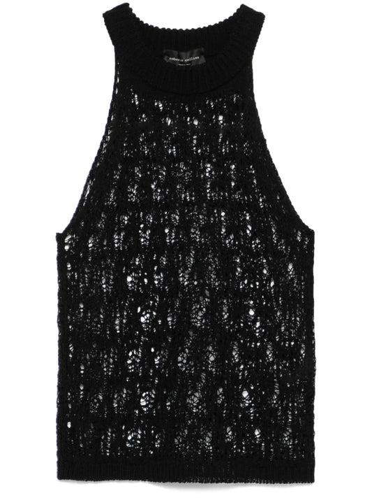 Lace-Effect Knitted Top
