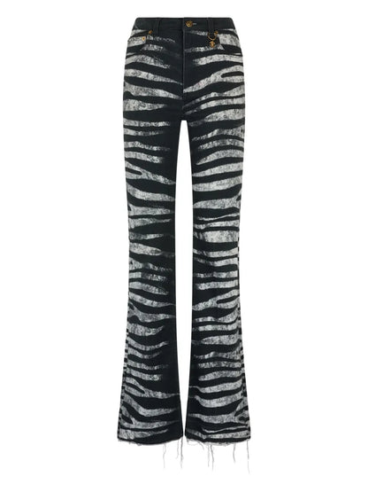 Zebra-Print Flared Jeans