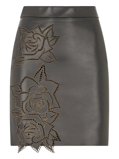 Laser-Cut Roses Mini Skirt