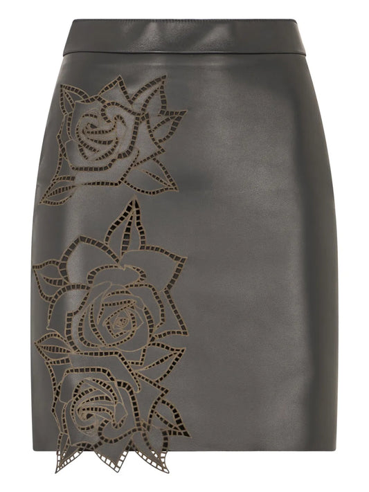 Laser-Cut Roses Mini Skirt