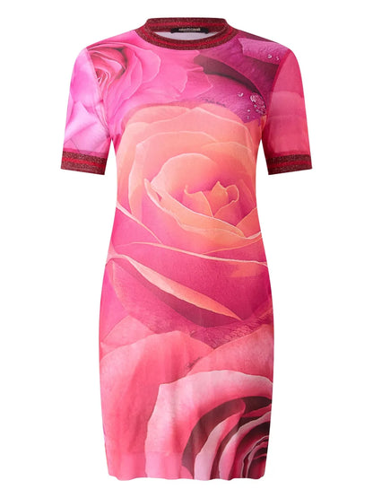 Rose-Print Mini Dress