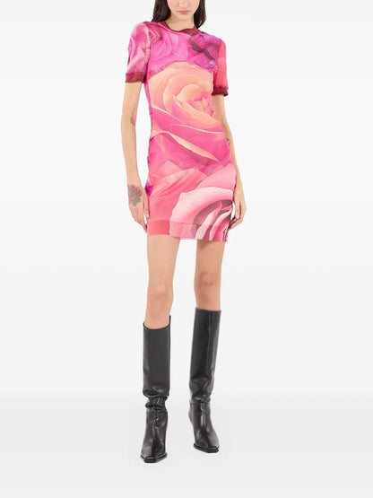 Rose-Print Mini Dress