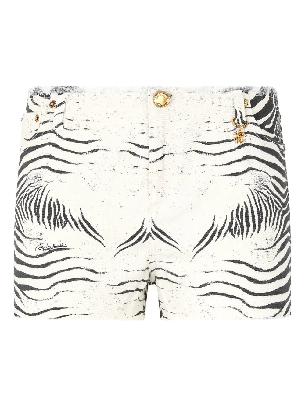Zebra-Print Denim Shorts