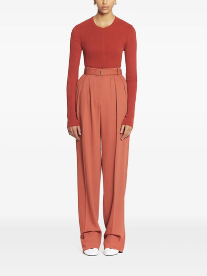 Pressed Crease High-Waisted Trousers
