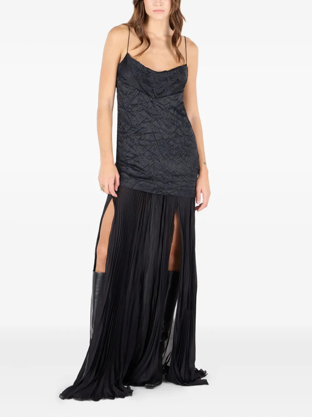 Crinkle Silk Maxi Dress