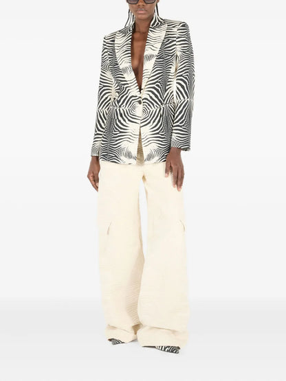 Zebra-Jacquard Cargo Trousers