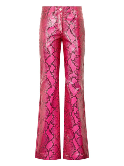 Snake-Print Flared Trousers