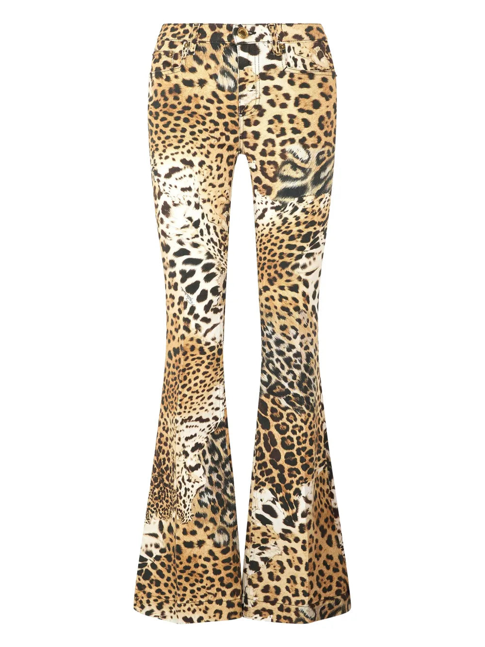 Leopard-Print Flared Jeans