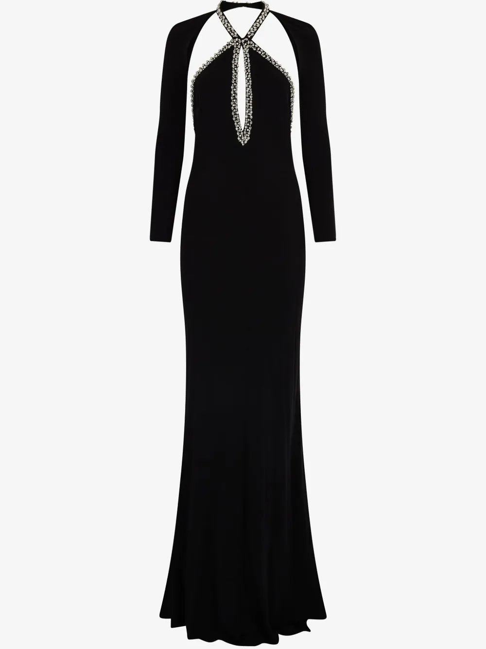 Crystal-Embellished Evening Gown