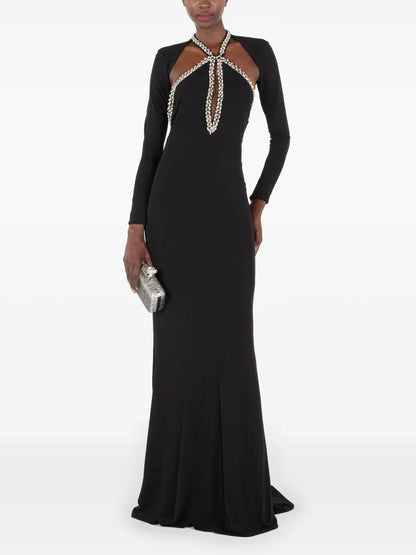 Crystal-Embellished Evening Gown
