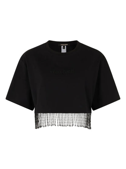 Beaded-Fringe Crop Top