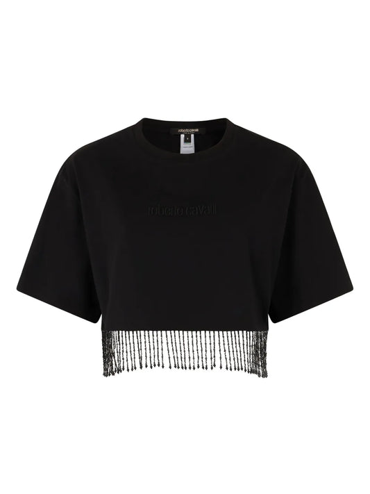 Beaded-Fringe Crop Top