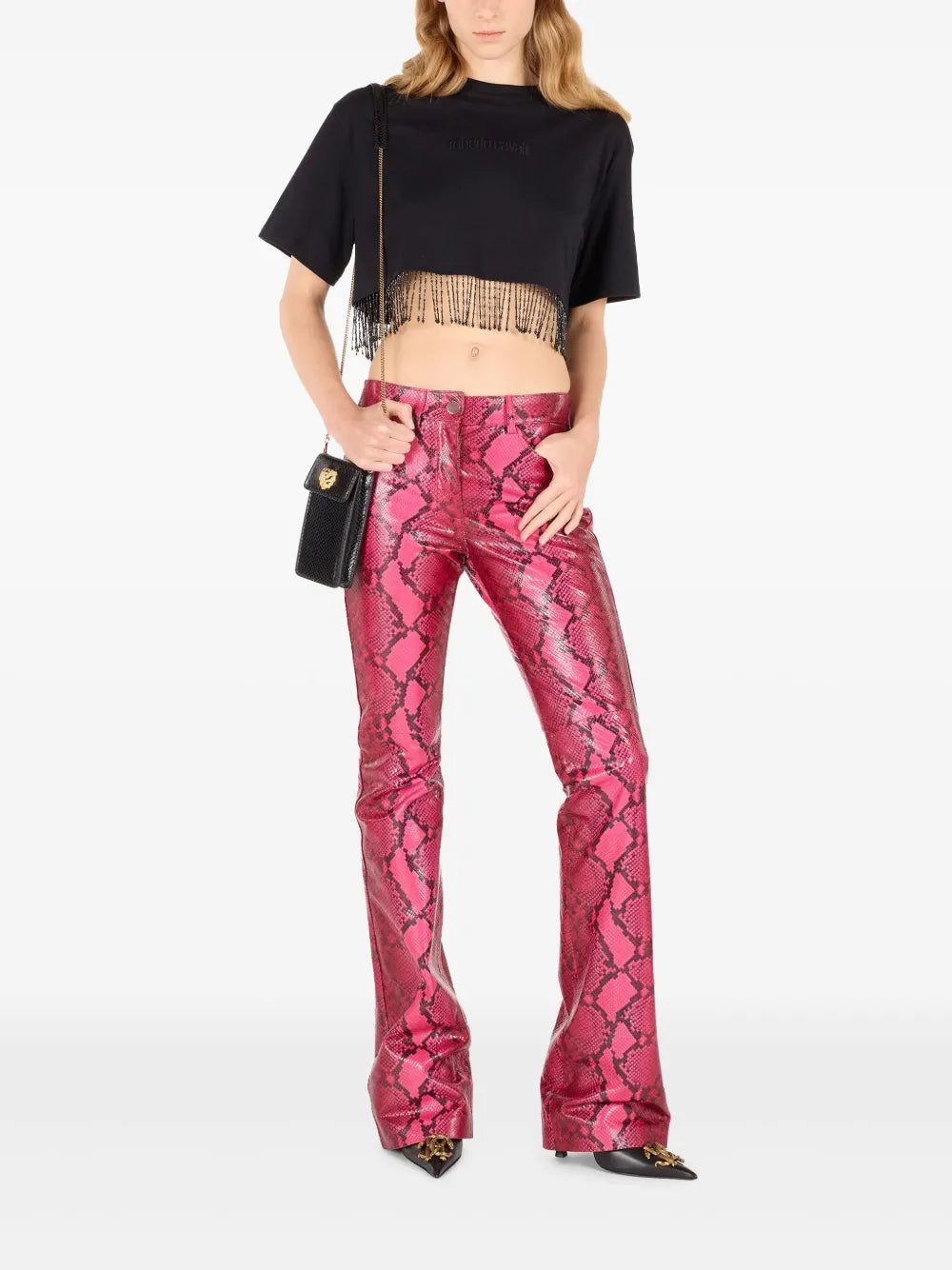 Beaded-Fringe Crop Top