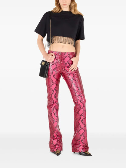 Beaded-Fringe Crop Top
