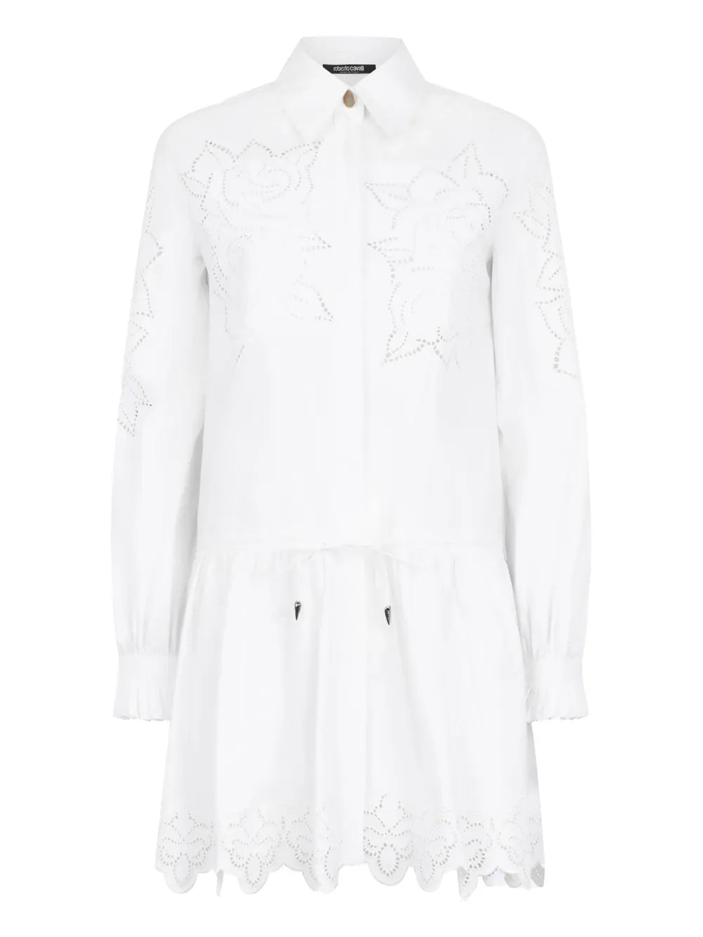 Embroidered-Detail Shirt Dress