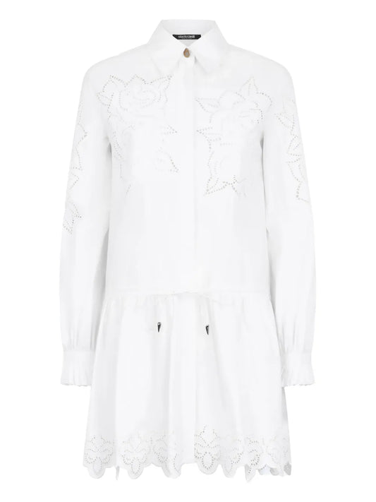Embroidered-Detail Shirt Dress