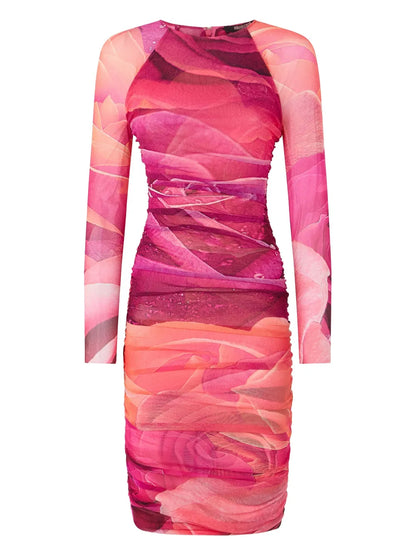 Rose-Print Midi Dress