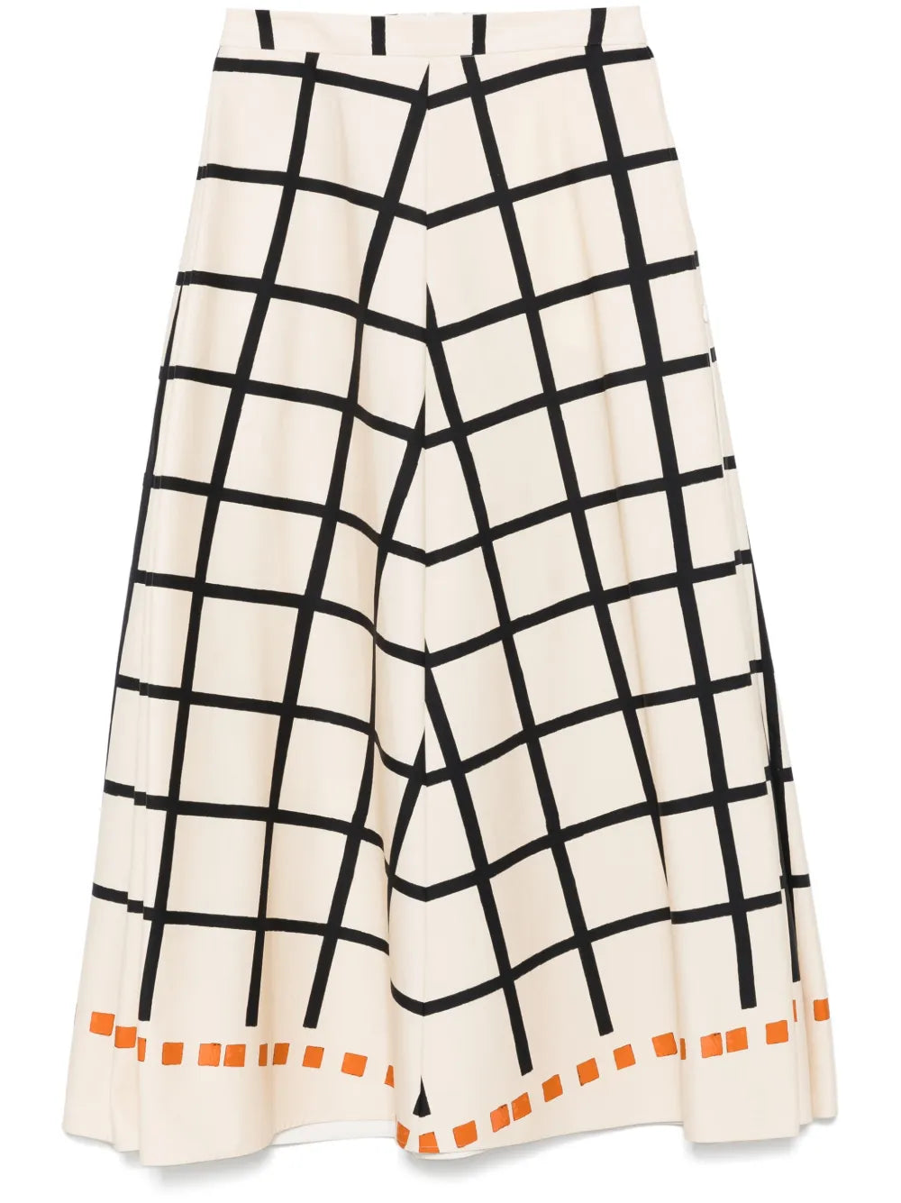 Grid-Pattern Maxi Skirt