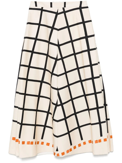 Grid-Pattern Maxi Skirt