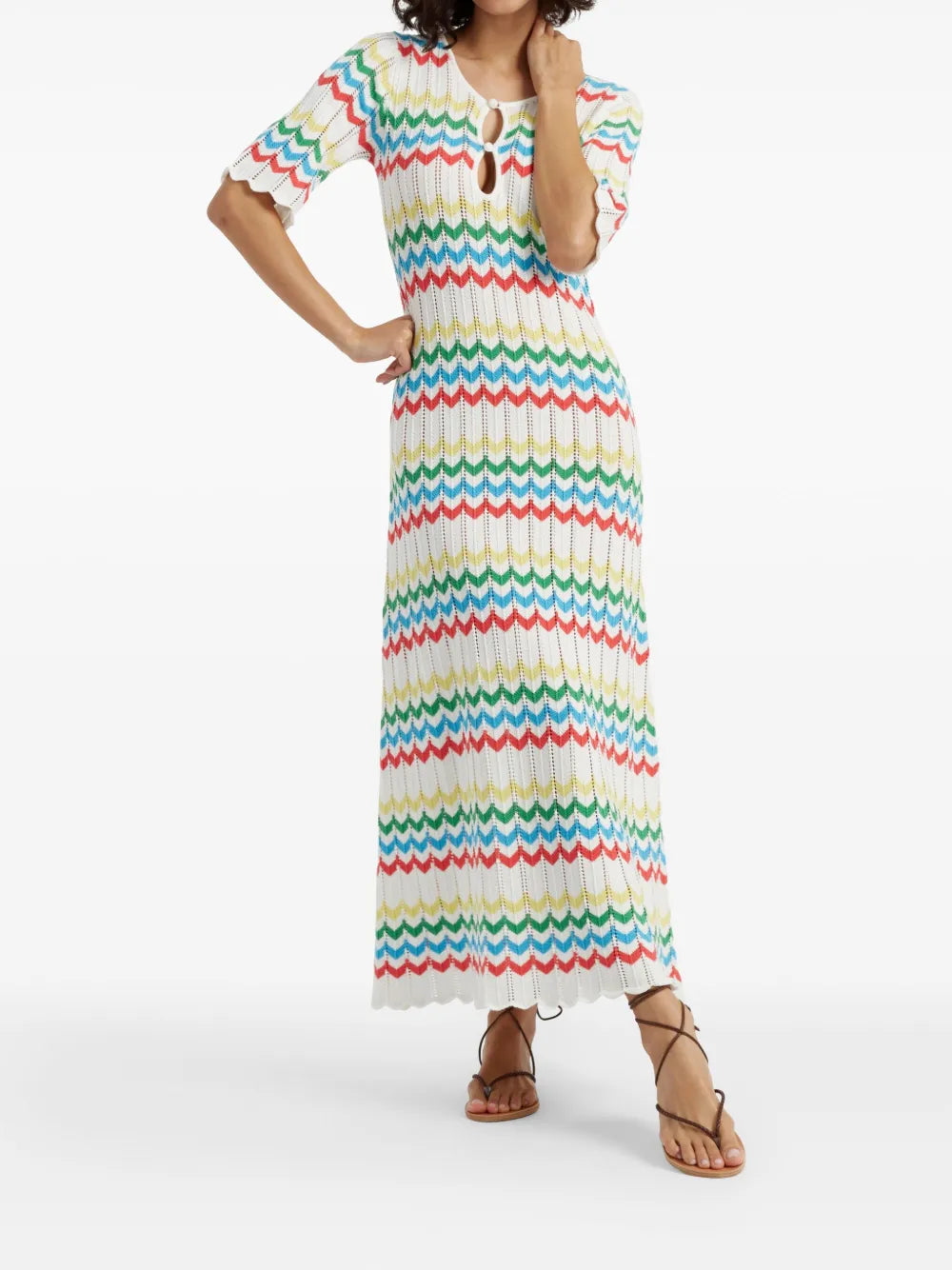 Chevron-Knit Midi Dress