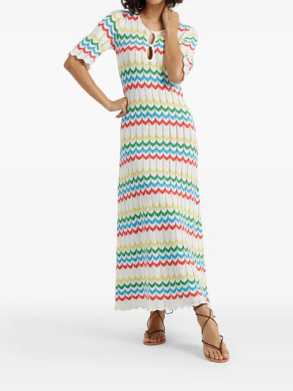 Chevron-Knit Midi Dress