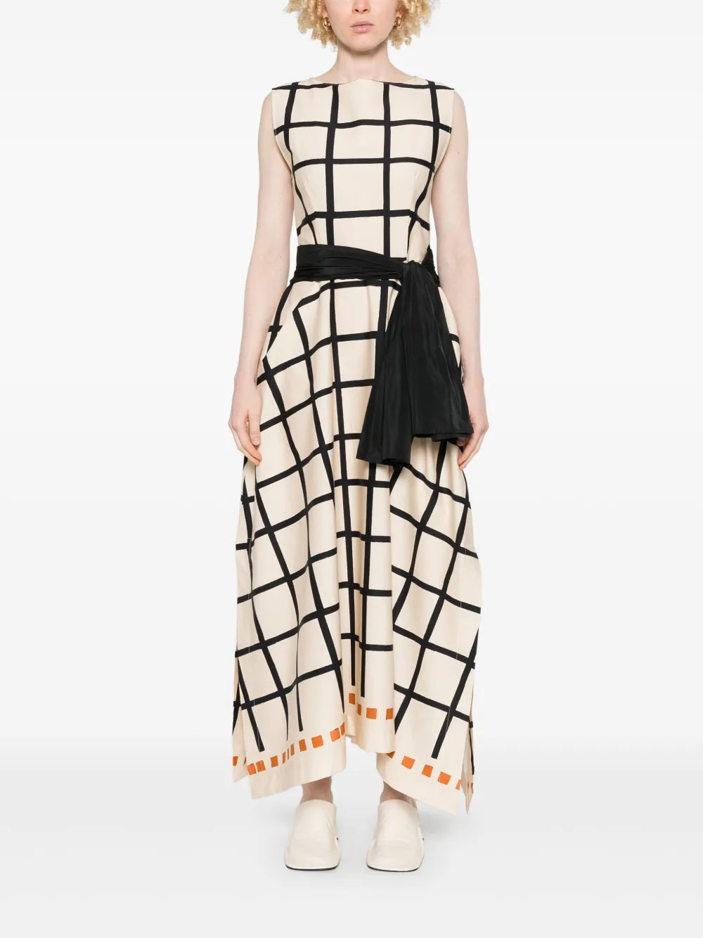 Geometric-Print Midi Dress
