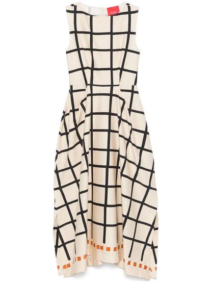 Geometric-Print Midi Dress