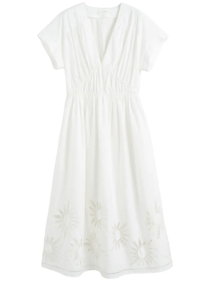 Broderie-Anglaise Midi Dress