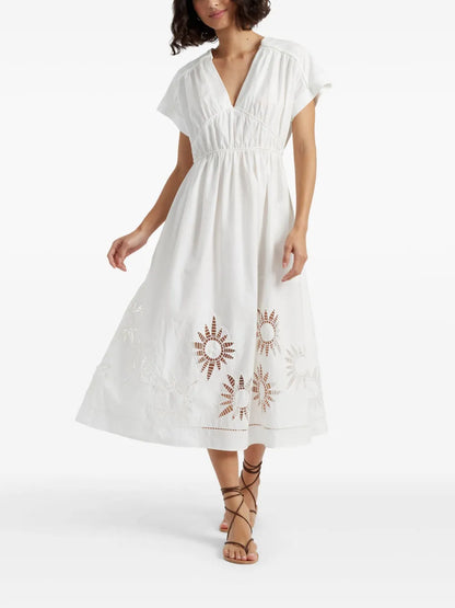 Broderie-Anglaise Midi Dress