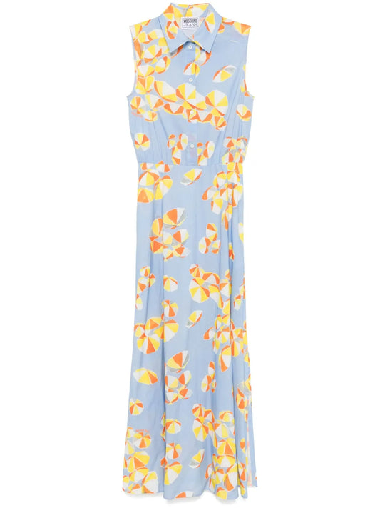 Umbrella-Print Maxi Dress