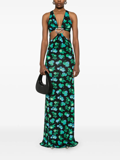 C-Logo Printed Maxi Dress
