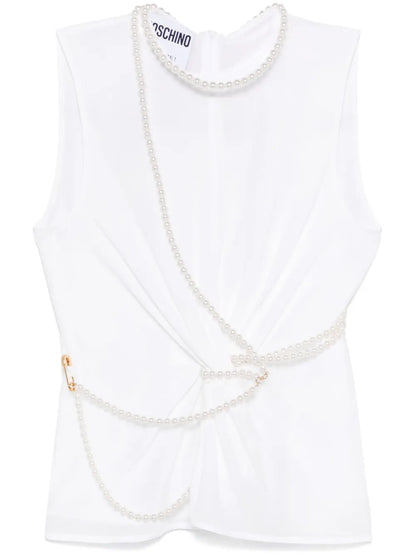 Faux Pearl-Detail Tank Top