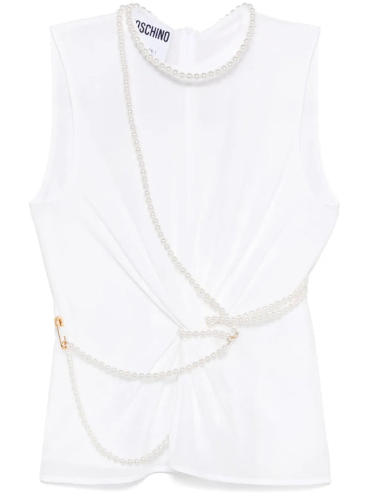 Faux Pearl-Detail Tank Top