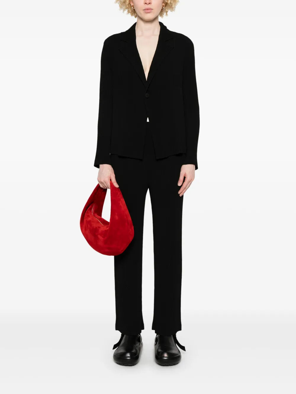 Plissé-Effect Blazer
