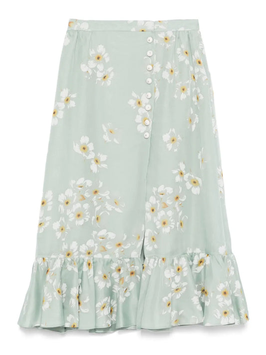 Floral-Print Midi Skirt