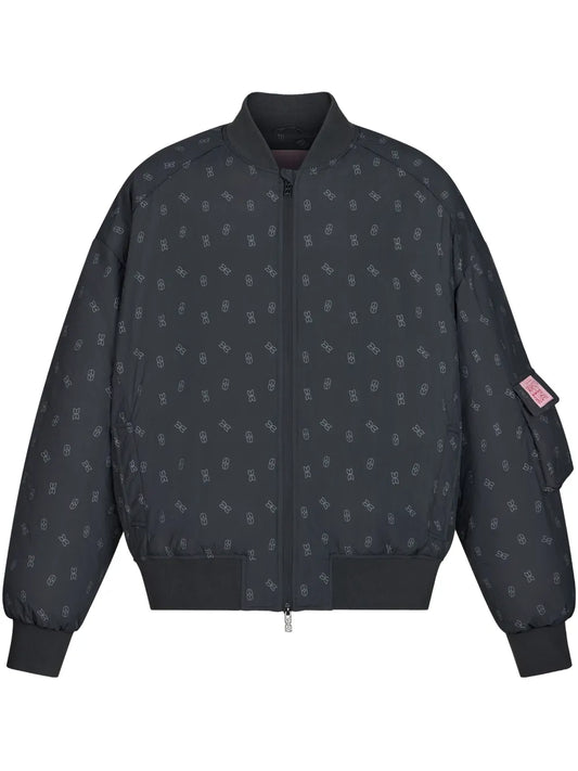 Pattern-Jacquard Bomber Jacket